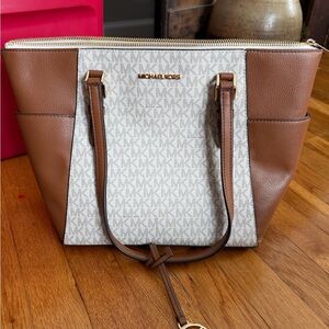Michael Kors Tan and Cream Signature Tote
